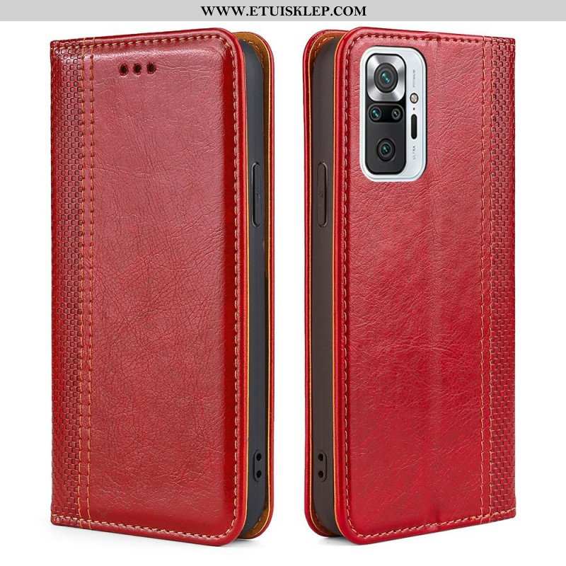 Etui Na Telefon do Xiaomi Redmi Note 10 Pro Etui Folio Przeszycia Ze Skóry Liczi